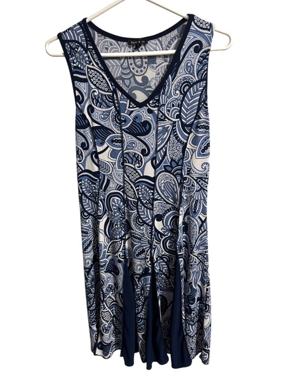 Sami & Jo Blue and White Fit & Flare Sleeveless Dress - Size M